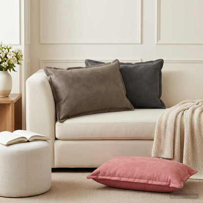 Cushion Cover 6 pcs HOUTEN Dark Grey 50 x 75 cm Velvet