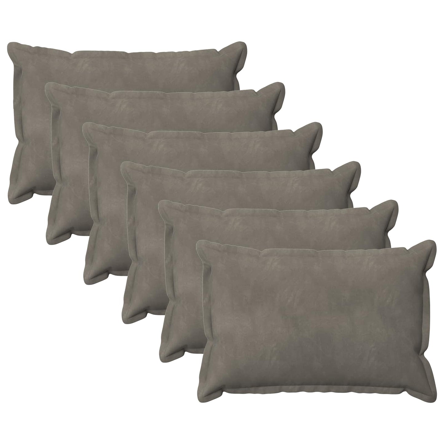 Cushion Cover 6 pcs HOUTEN Light Grey 50 x 70 cm Velvet