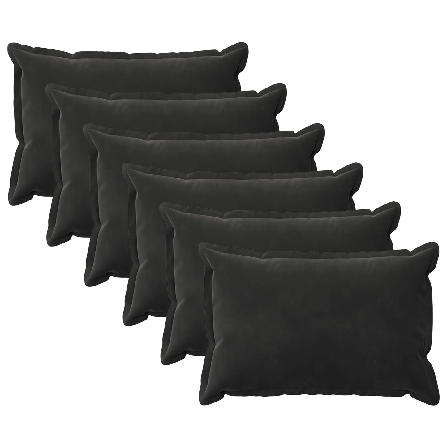Cushion Cover 6 pcs HOUTEN Black 50 x 70 cm Velvet
