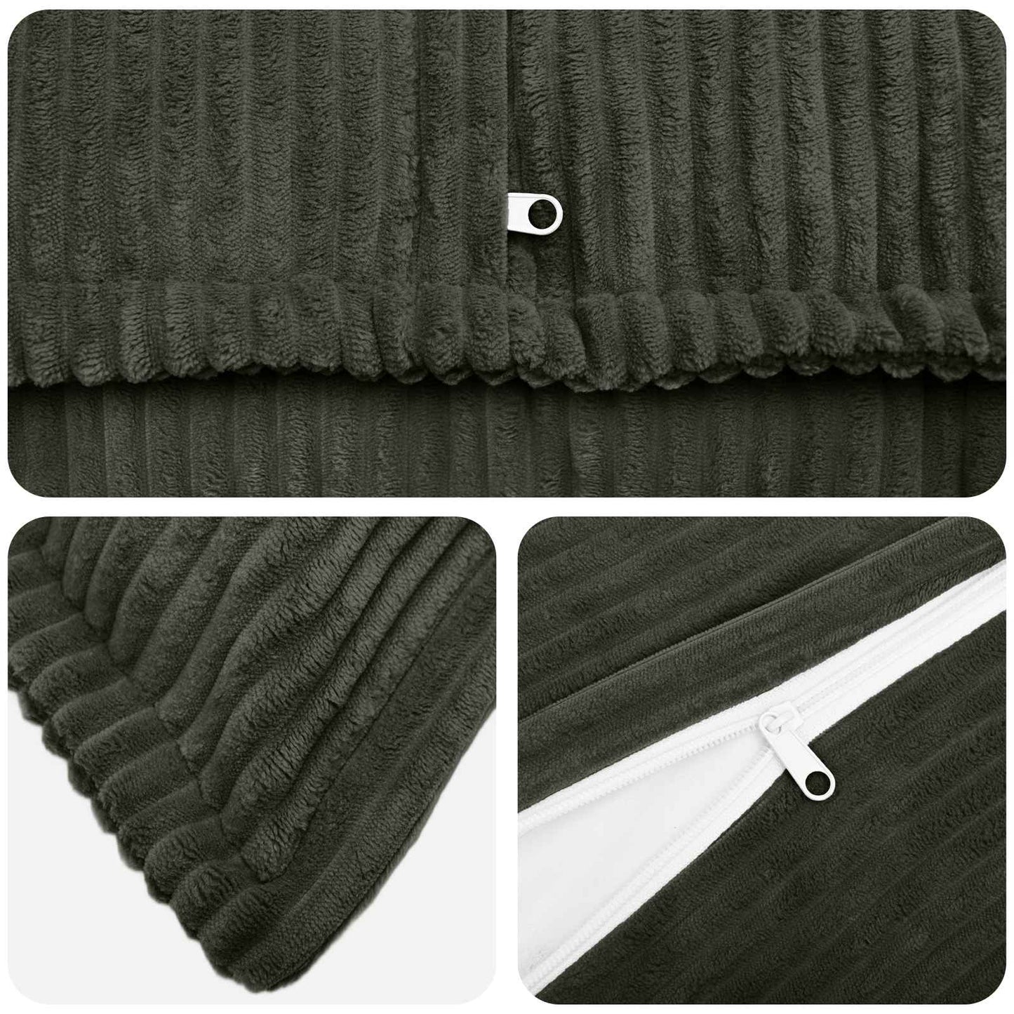 Cushion Cover 6 pcs HOUTEN Anthracite 50 x 70 cm Corduroy