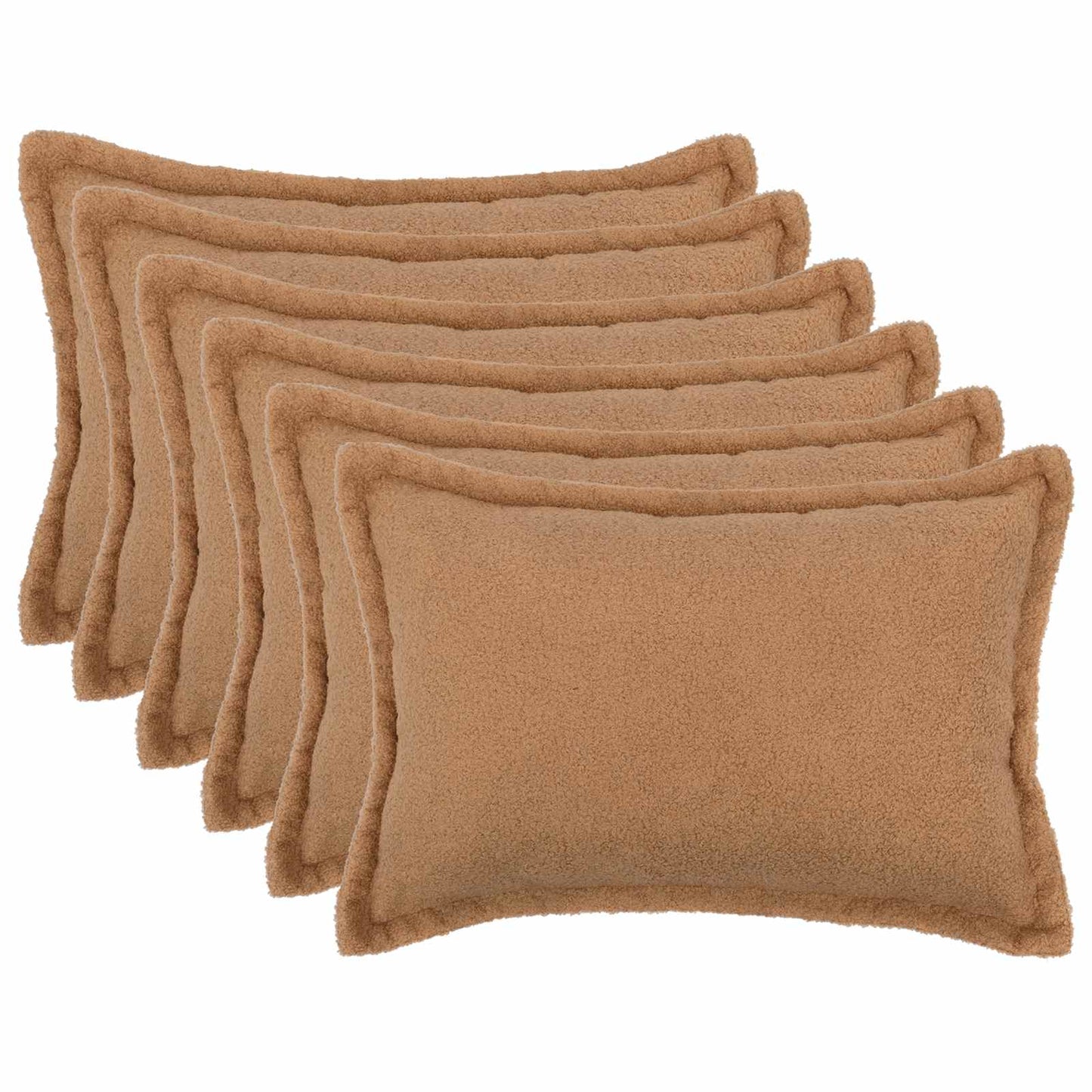 Cushion Cover 6 pcs HOUTEN Beige 50 x 70 cm Bouclé
