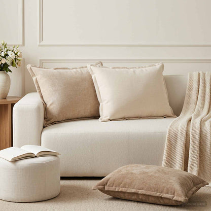 Cushion Cover 6 pcs HOUTEN Brown 50 x 75 cm Chenille Fabric