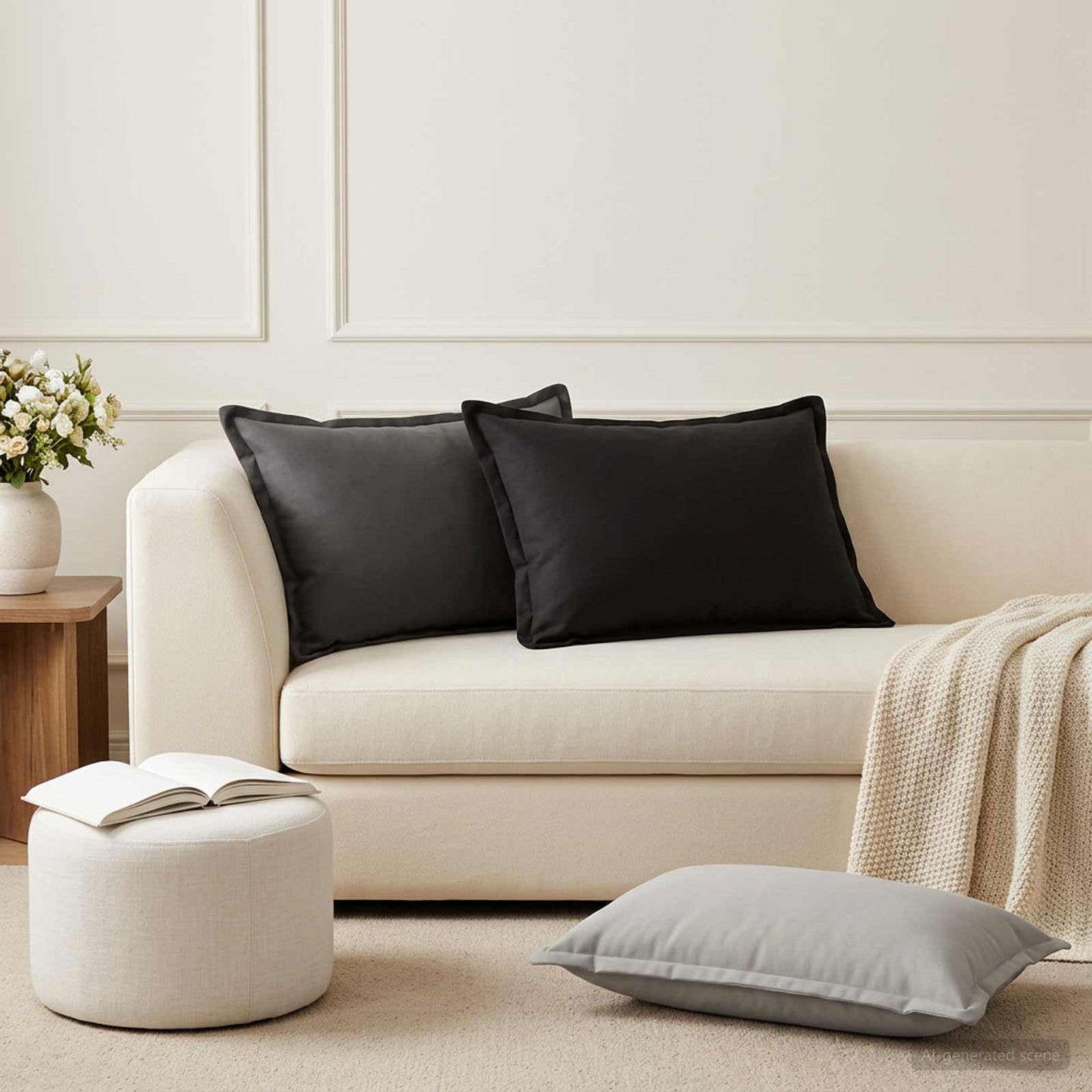 Cushion Cover 6 pcs HOUTEN Grey 50 x 80 cm Polyester