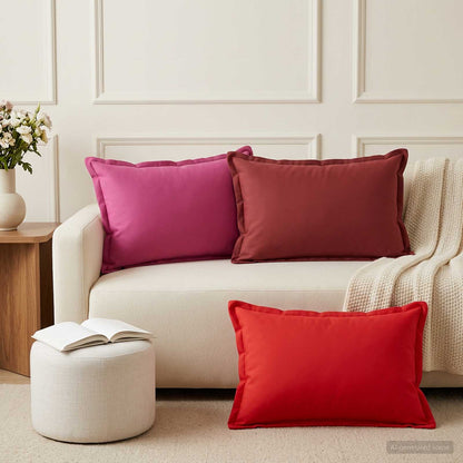 Cushion Cover 6 pcs HOUTEN Wine Red 50 x 80 cm Polyester