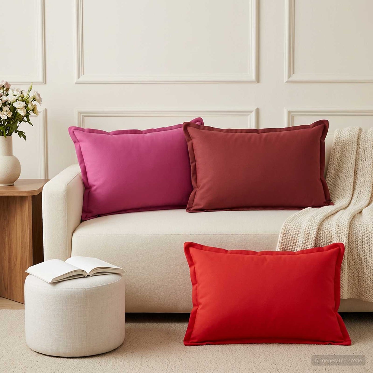 Cushion Cover 6 pcs HOUTEN Wine Red 50 x 70 cm Polyester