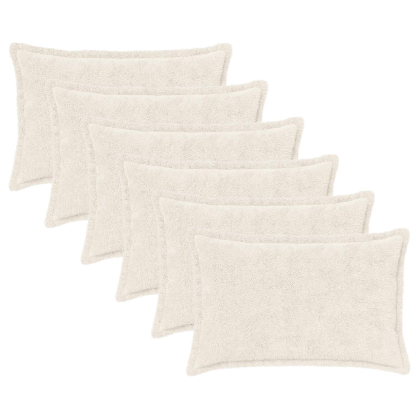 Cushion Cover 6 pcs HOUTEN White 50 x 70 cm Faux Rabbit Fur
