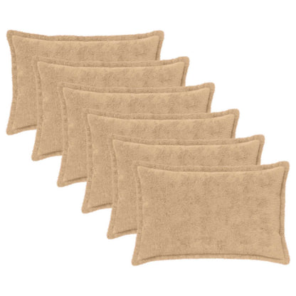 Cushion Cover 6 pcs HOUTEN Cream 50 x 70 cm Faux Rabbit Fur