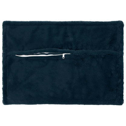 Cushion Cover 2 pcs HOUTEN Navy Blue 50 x 70 cm Faux Rabbit Fur