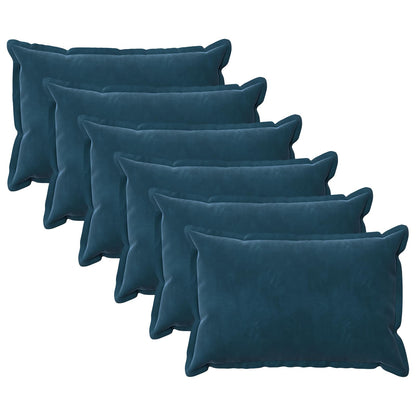 Cushion Cover 6 pcs HOUTEN Blue 50 x 75 cm Velvet