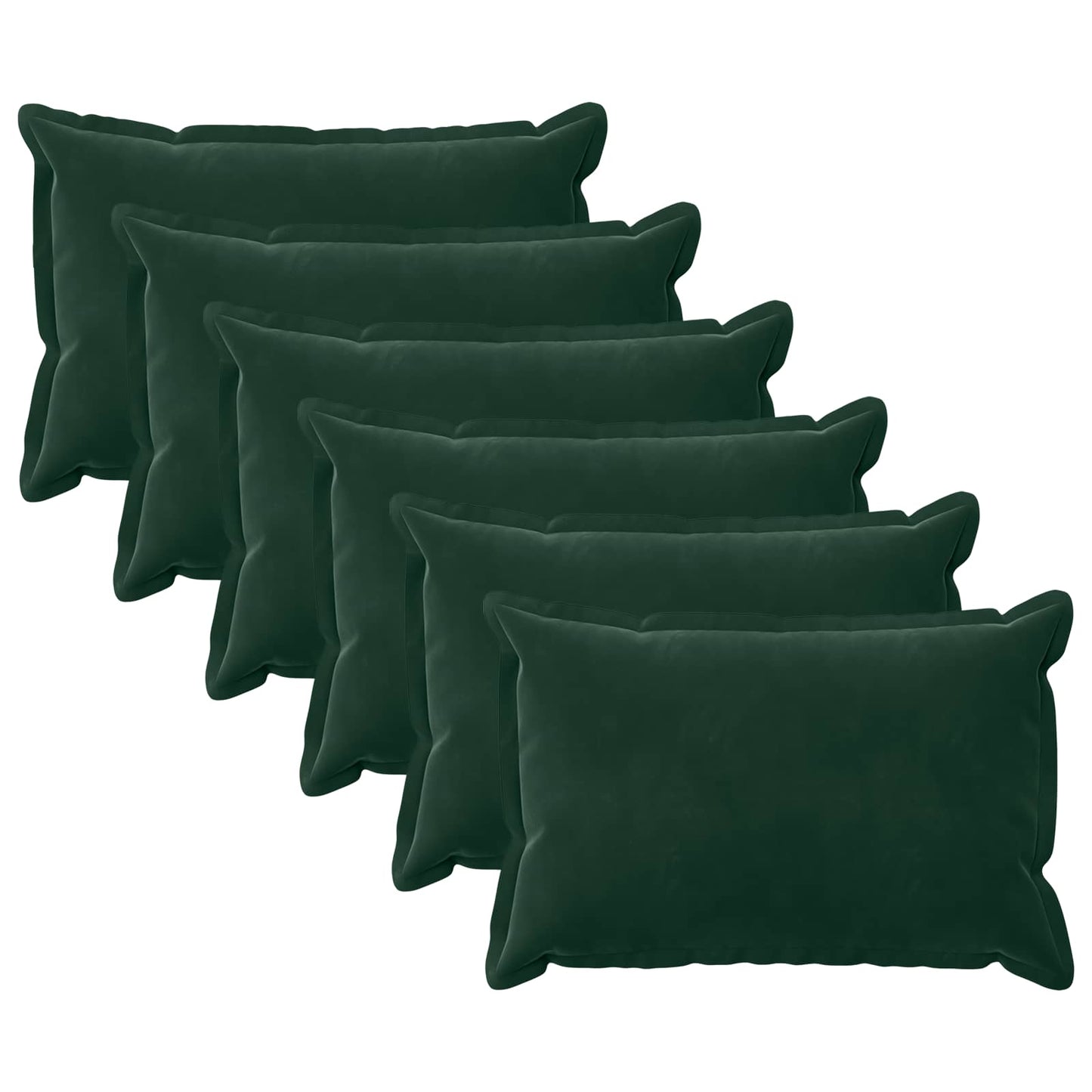 Cushion Cover 6 pcs HOUTEN Dark Green 50 x 75 cm Velvet