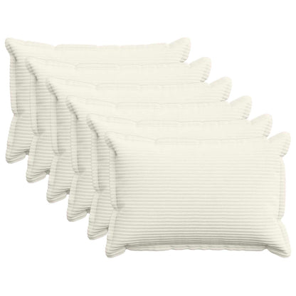 Cushion Cover 6 pcs HOUTEN Cream 50 x 75 cm Corduroy