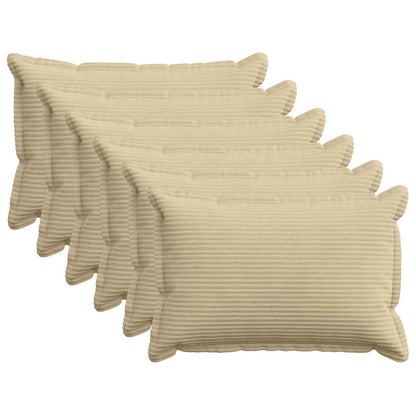 Cushion Cover 6 pcs HOUTEN Light Green Grey 50 x 75 cm Corduroy
