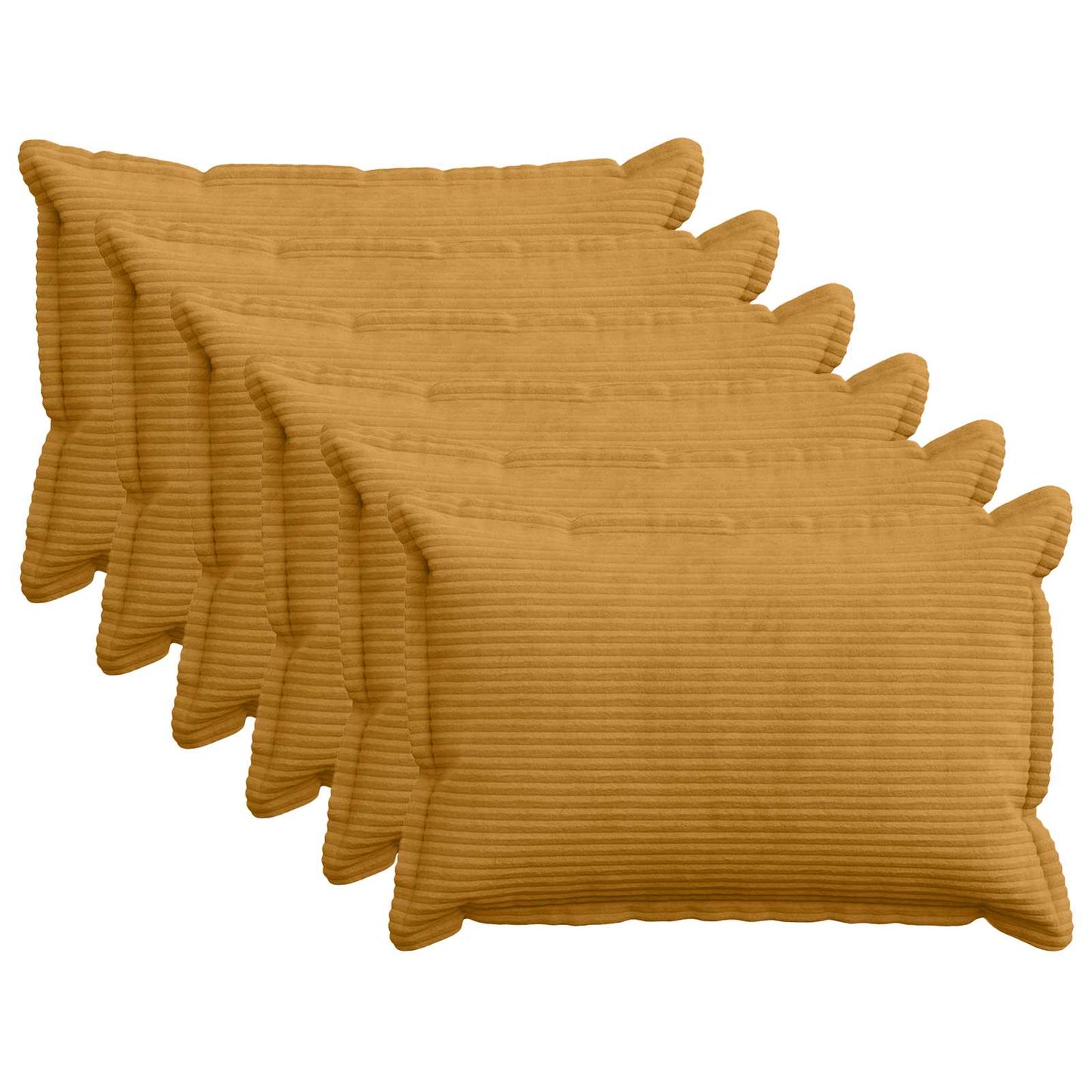 Cushion Cover 6 pcs HOUTEN Yellow 50 x 75 cm Corduroy