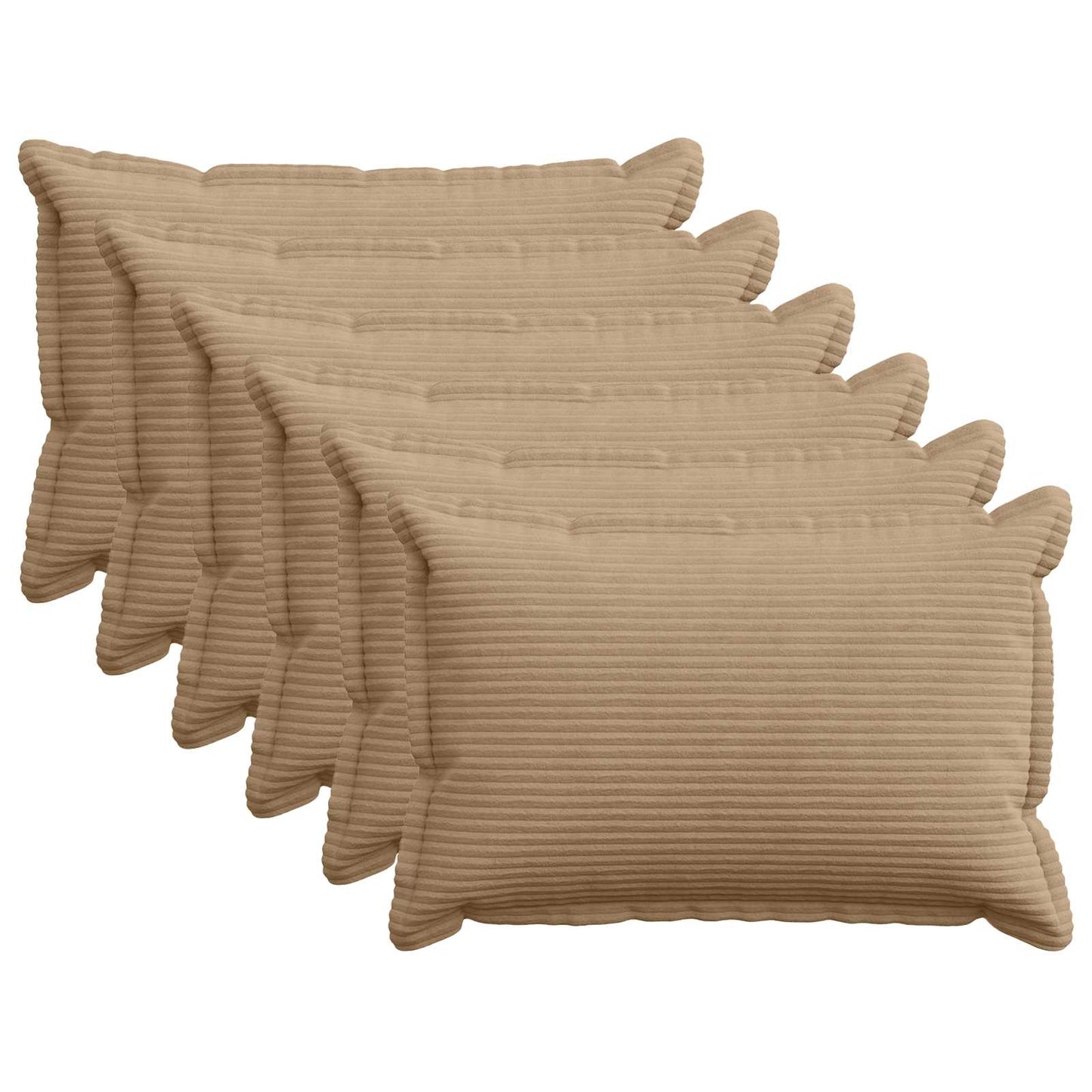 Cushion Cover 6 pcs HOUTEN Brown 50 x 75 cm Corduroy