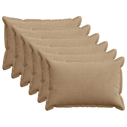 Cushion Cover 6 pcs HOUTEN Brown 50 x 75 cm Corduroy