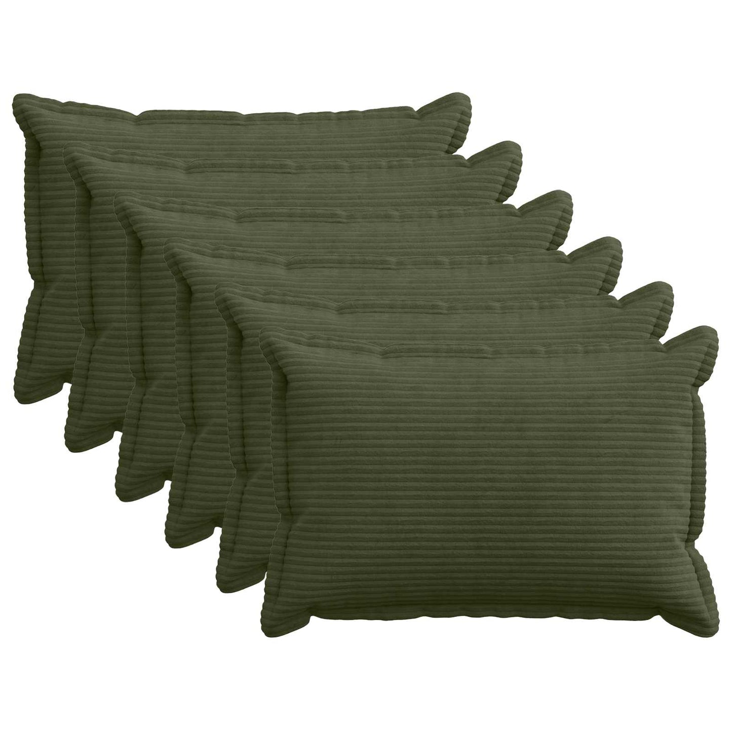 Cushion Cover 6 pcs HOUTEN Green 50 x 75 cm Corduroy