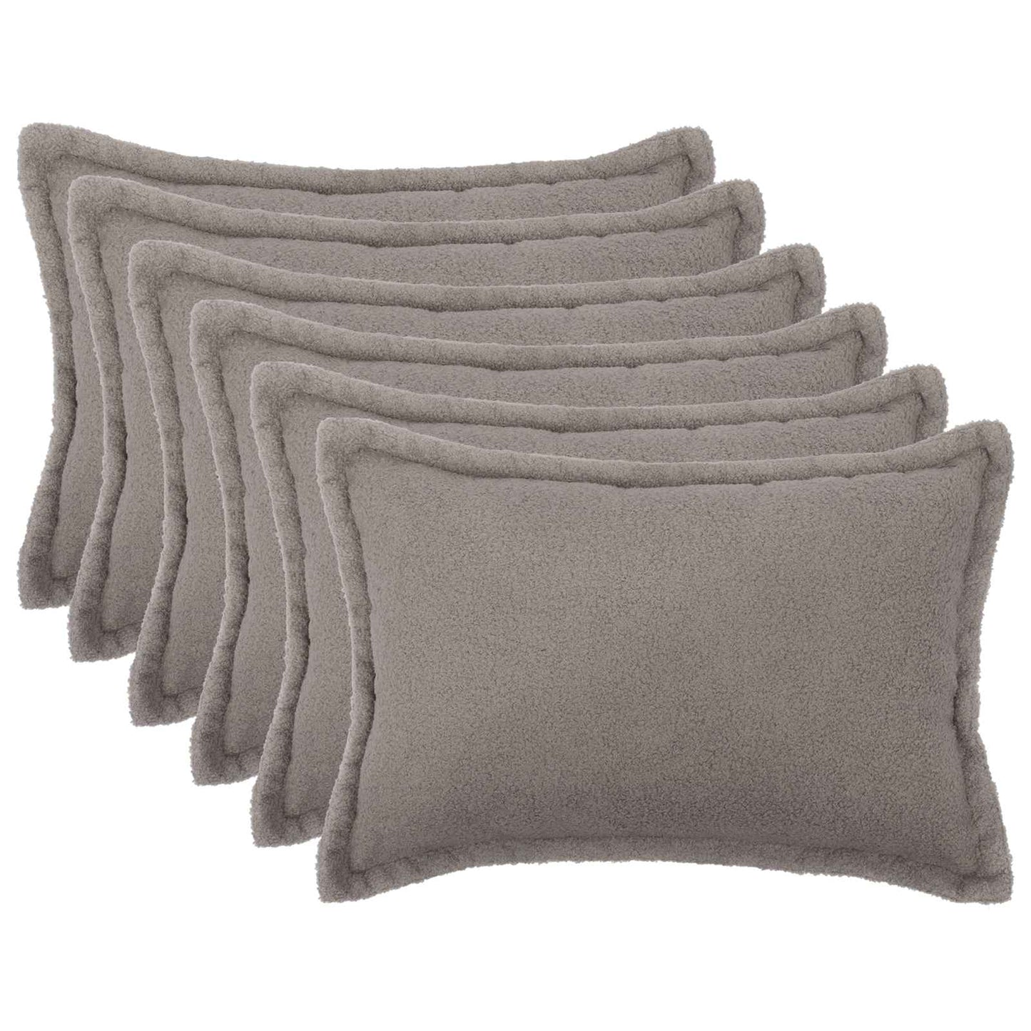 Cushion Cover 6 pcs HOUTEN Light Grey 50 x 75 cm Bouclé