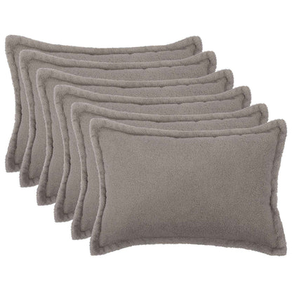 Cushion Cover 6 pcs HOUTEN Light Grey 50 x 75 cm Bouclé