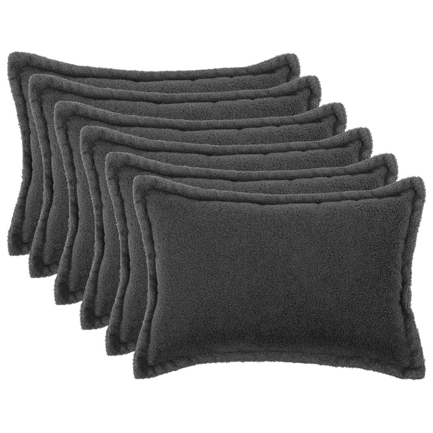 Cushion Cover 6 pcs HOUTEN Dark Grey 50 x 75 cm Bouclé