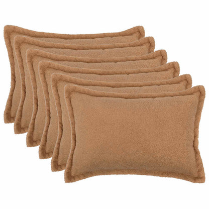 Cushion Cover 6 pcs HOUTEN Beige 50 x 75 cm Bouclé