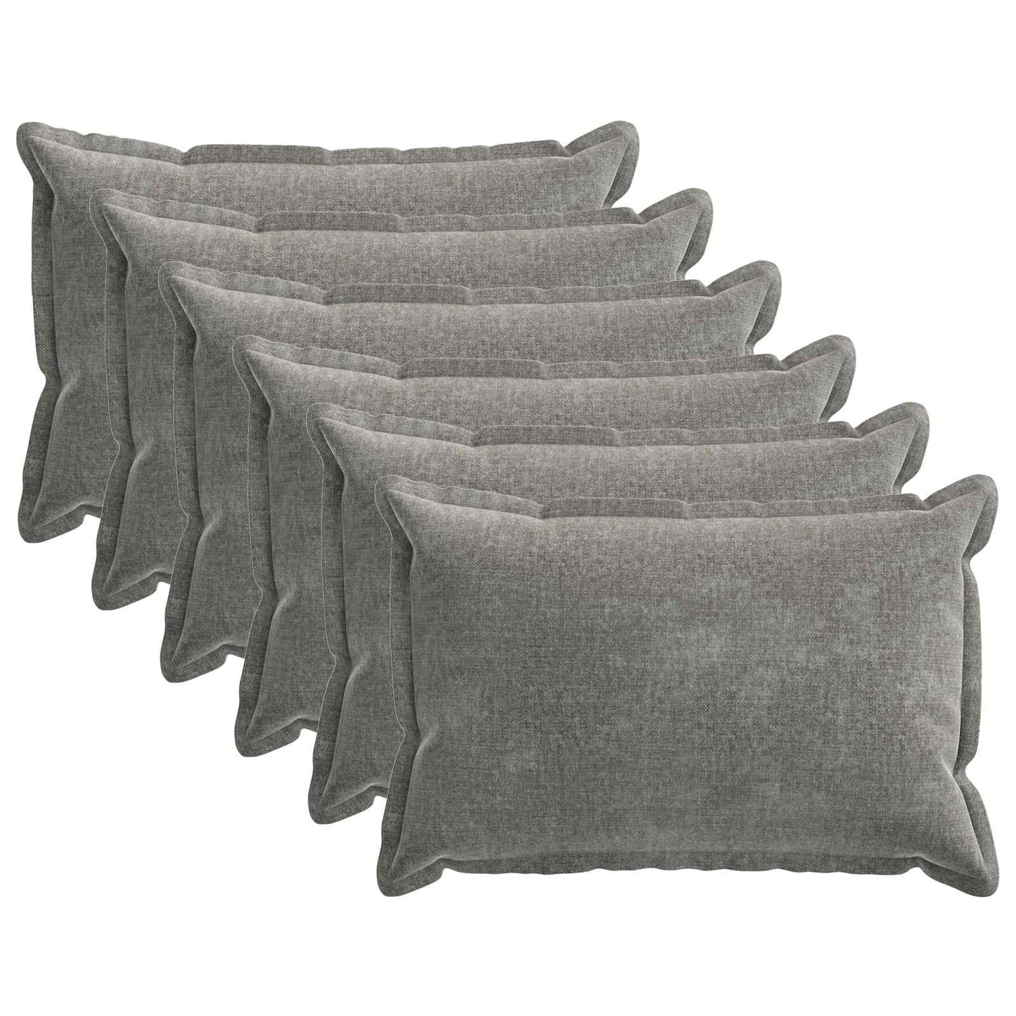 Cushion Cover 6 pcs HOUTEN Dark Grey 50 x 75 cm Chenille Fabric
