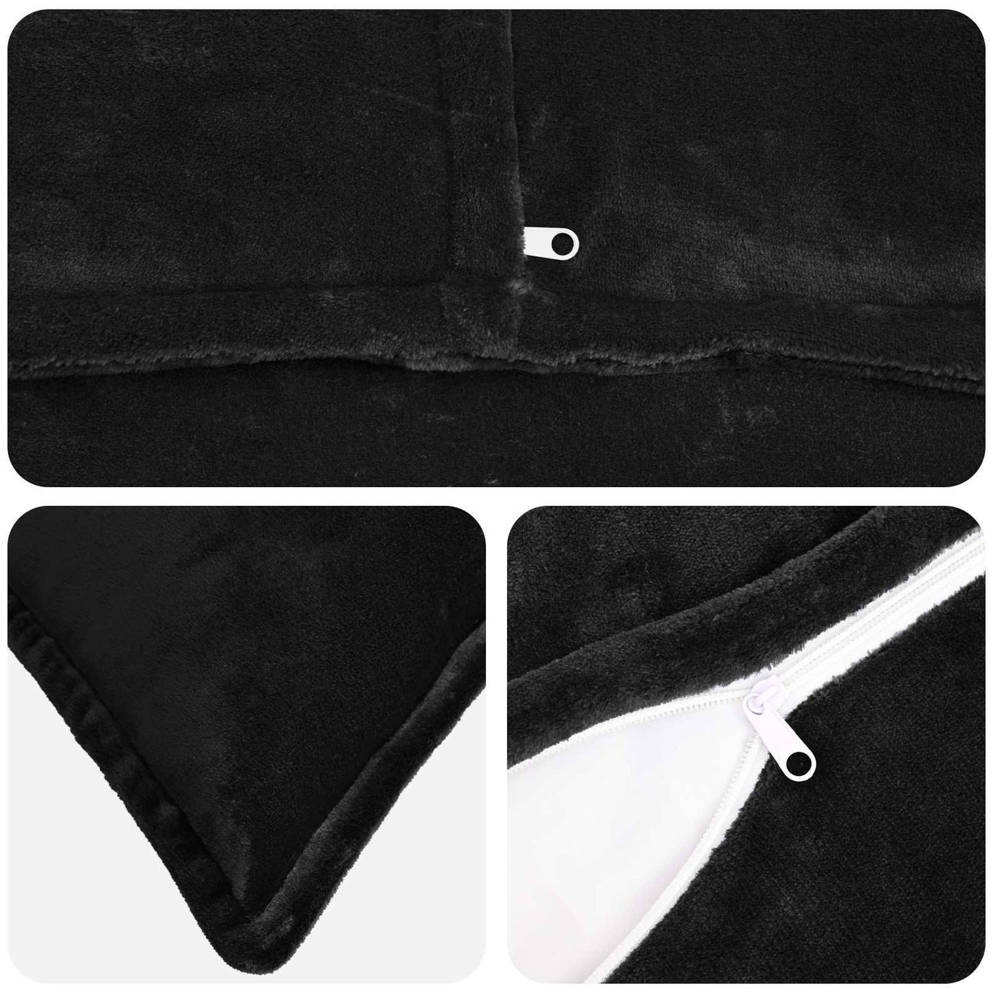 Cushion Cover 6 pcs HOUTEN Black 50 x 75 cm Flannel