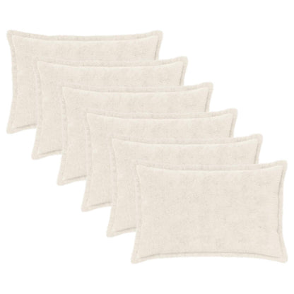 Cushion Cover 6 pcs HOUTEN White 50 x 75 cm Faux Rabbit Fur