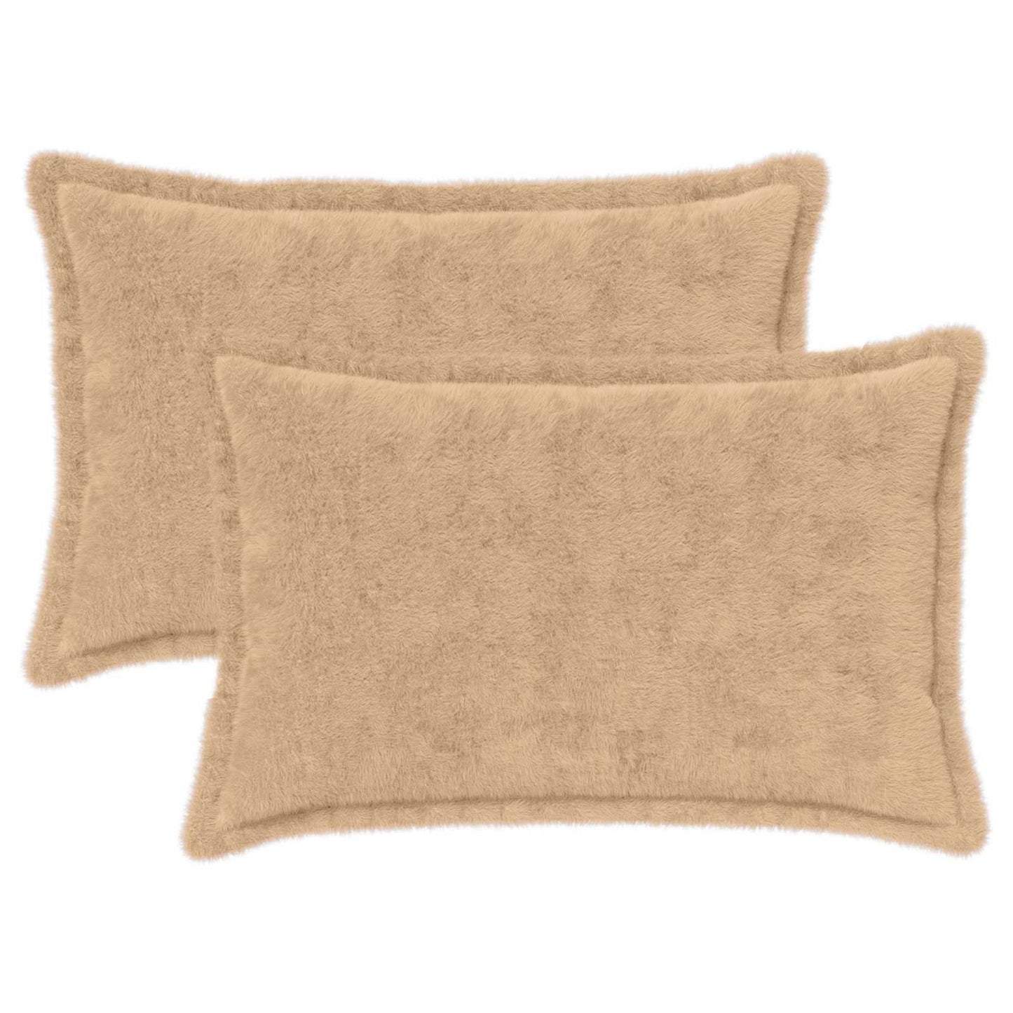 Cushion Cover 2 pcs HOUTEN Cream 50 x 75 cm Faux Rabbit Fur
