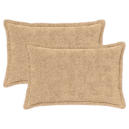 Cushion Cover 2 pcs HOUTEN Cream 50 x 75 cm Faux Rabbit Fur