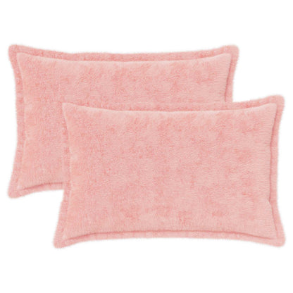Cushion Cover 2 pcs HOUTEN Pink 50 x 75 cm Faux Rabbit Fur