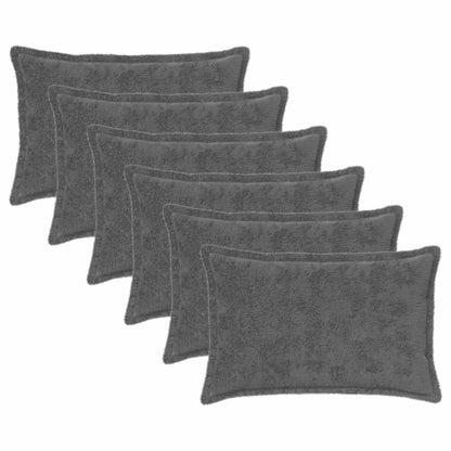 Cushion Cover 6 pcs HOUTEN Dark Grey 50 x 75 cm Faux Rabbit Fur