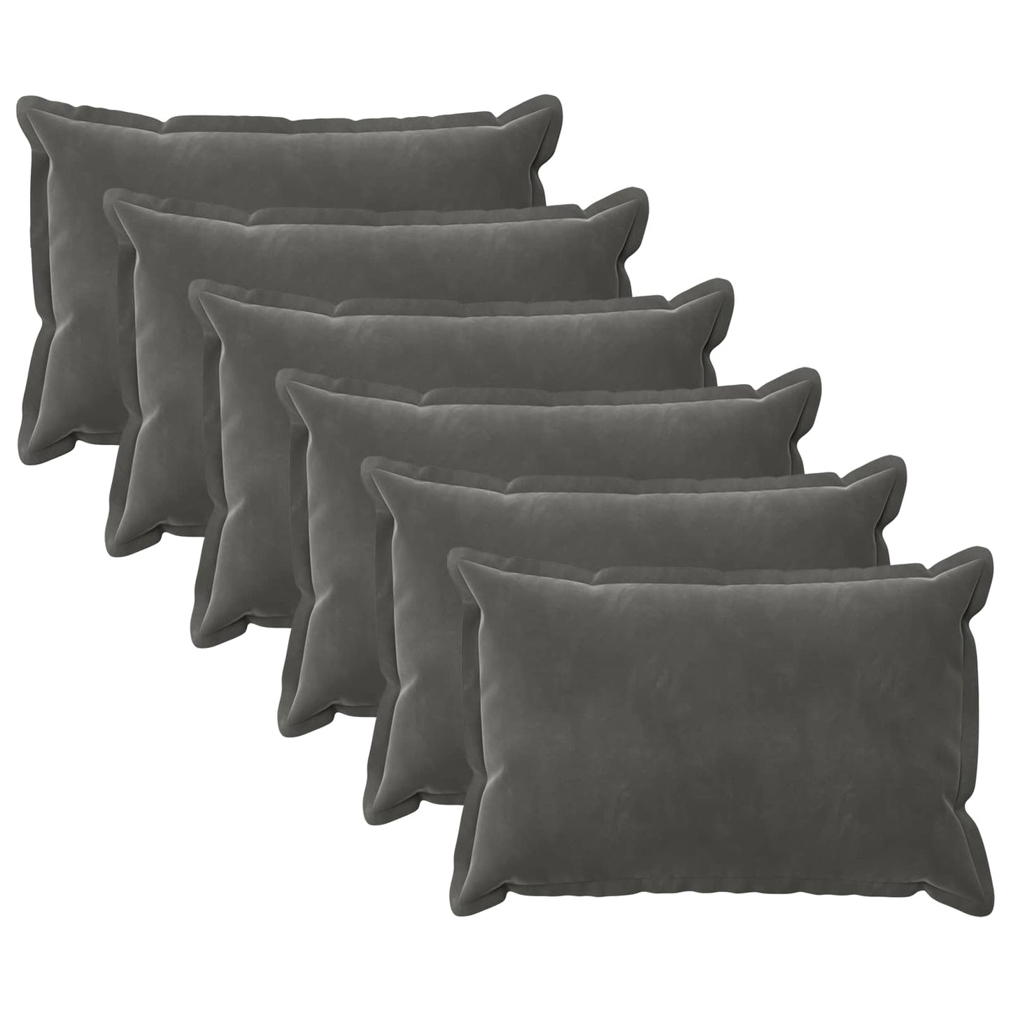 Cushion Cover 6 pcs HOUTEN Dark Grey 50 x 80 cm Velvet