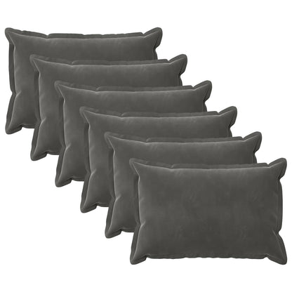 Cushion Cover 6 pcs HOUTEN Dark Grey 50 x 80 cm Velvet