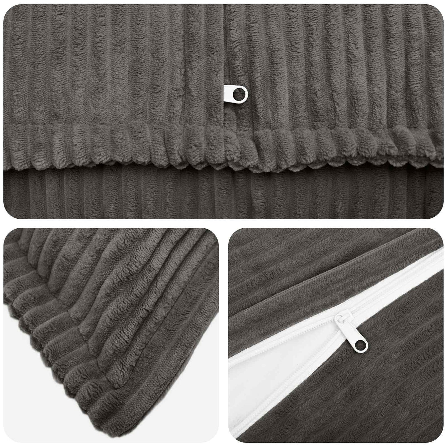 Cushion Cover 6 pcs HOUTEN Dark Grey 50 x 80 cm Corduroy
