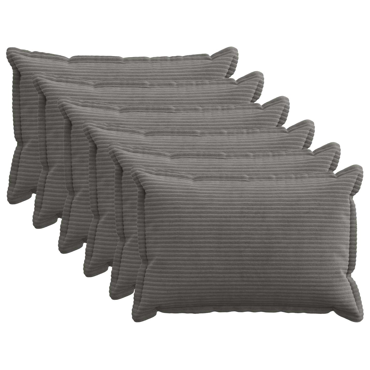 Cushion Cover 6 pcs HOUTEN Dark Grey 50 x 80 cm Corduroy