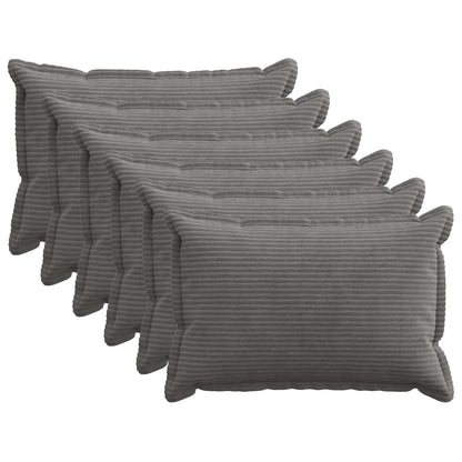 Cushion Cover 6 pcs HOUTEN Dark Grey 50 x 80 cm Corduroy