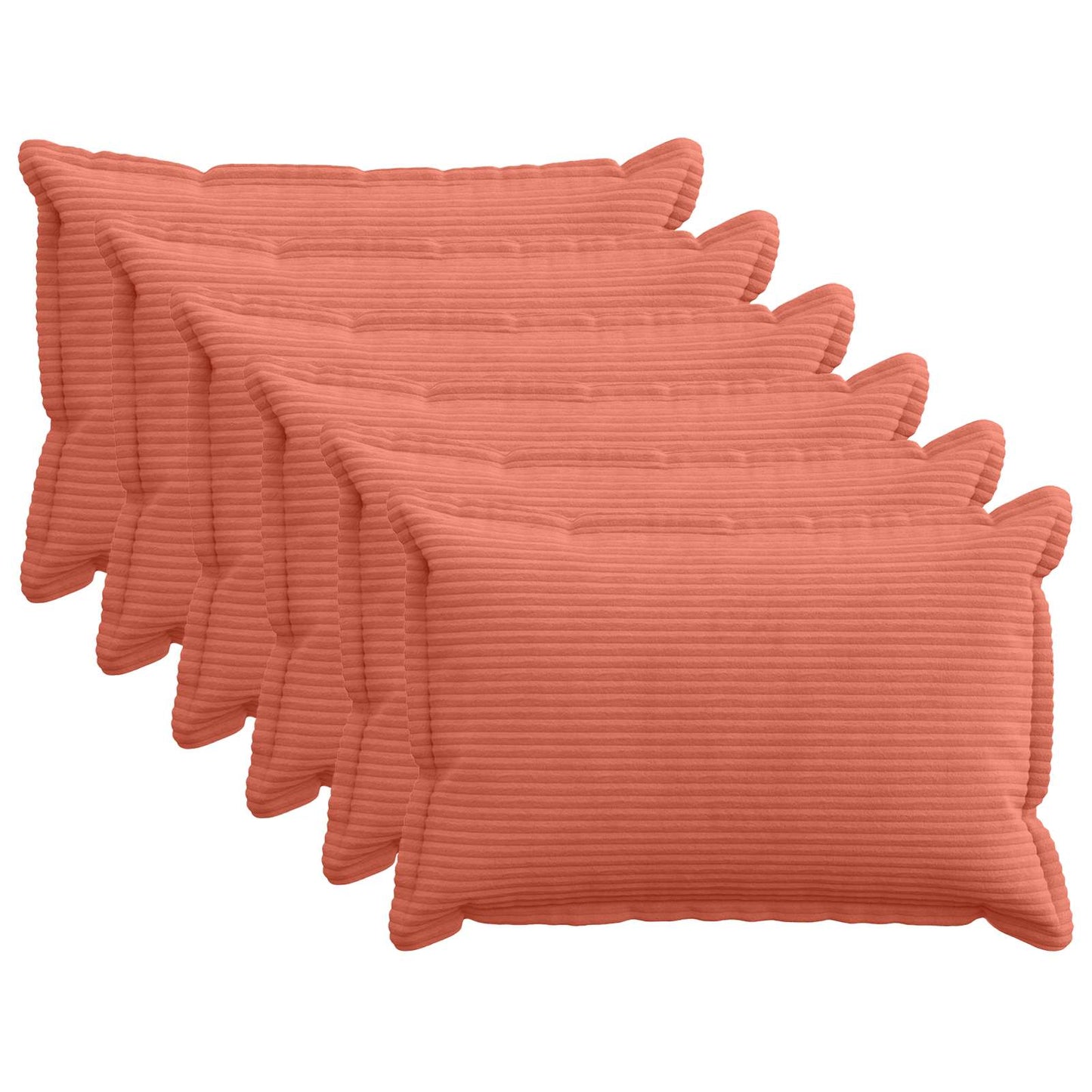 Cushion Cover 6 pcs HOUTEN Red Orange 50 x 80 cm Corduroy
