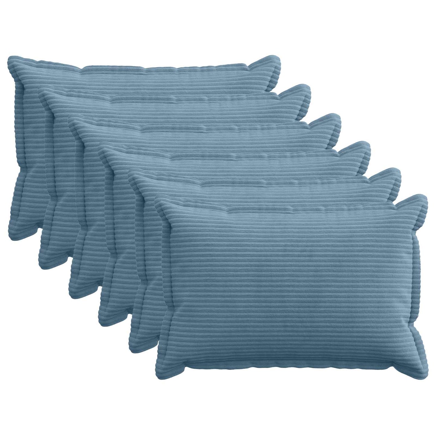 Cushion Cover 6 pcs HOUTEN Blue 50 x 80 cm Corduroy