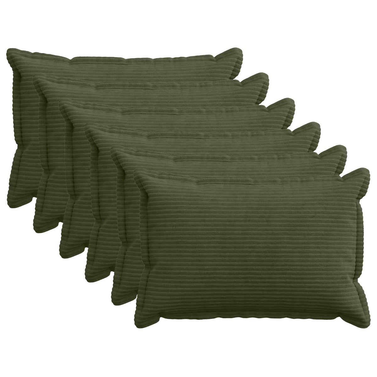 Cushion Cover 6 pcs HOUTEN Green 50 x 80 cm Corduroy
