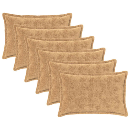 Cushion Cover 6 pcs HOUTEN Taupe 50 x 80 cm Faux Rabbit Fur