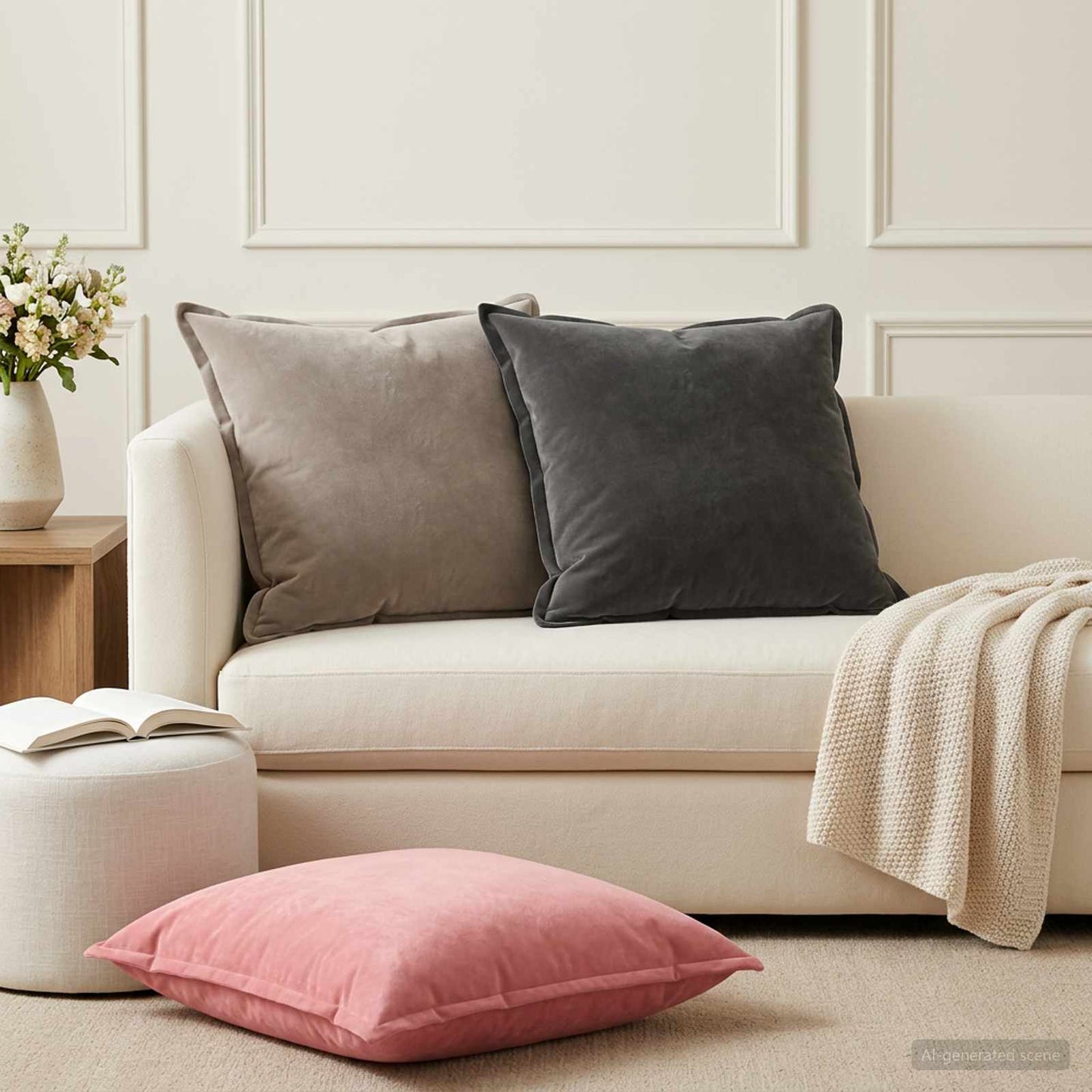 Cushion with Pillow HOUTEN 2 pcs Pink Velvet