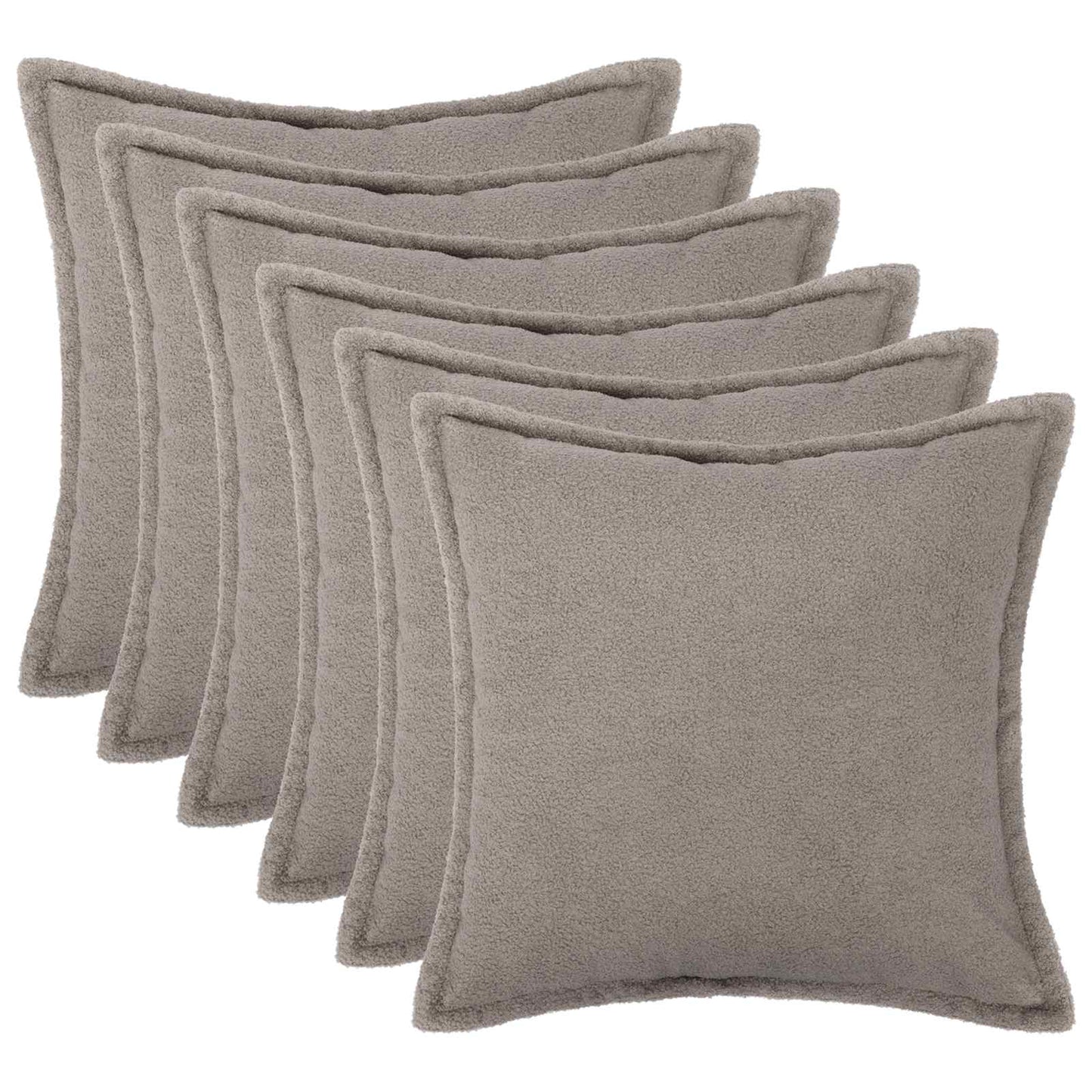 Cushion Cover 6 pcs HOUTEN Light Grey 55 x 55 cm Bouclé