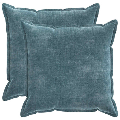Cushion Cover 2 pcs HOUTEN Blue 55 x 55 cm Chenille Fabric