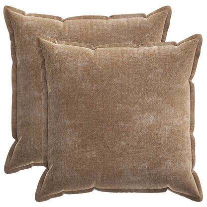 Cushion Cover 2 pcs HOUTEN Brown 55 x 55 cm Chenille Fabric