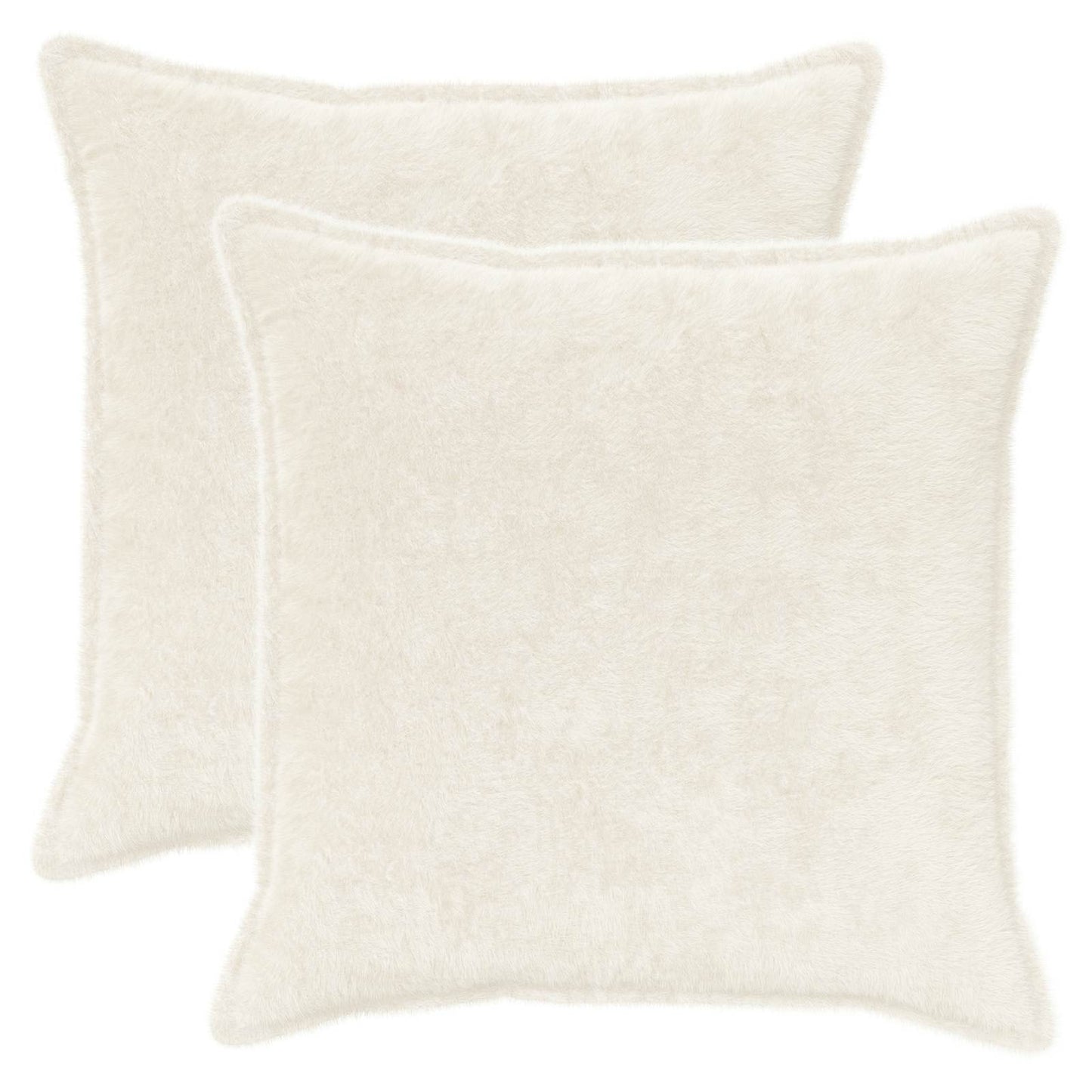 Cushion Cover 2 pcs HOUTEN White 55 x 55 cm Faux Rabbit Fur