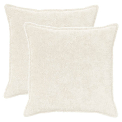 Cushion Cover 2 pcs HOUTEN White 55 x 55 cm Faux Rabbit Fur