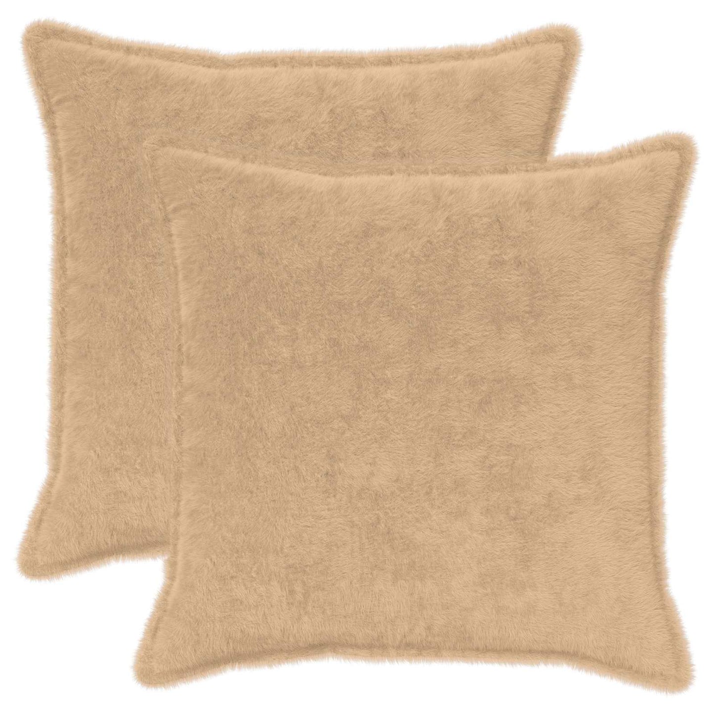 Cushion Cover 2 pcs HOUTEN Cream 55 x 55 cm Faux Rabbit Fur