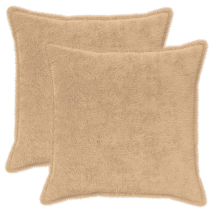 Cushion Cover 2 pcs HOUTEN Cream 55 x 55 cm Faux Rabbit Fur