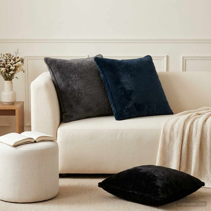 Cushion Cover 6 pcs HOUTEN Dark Grey 60 x 60 cm Faux Rabbit Fur