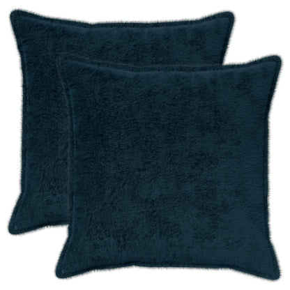 Cushion Cover 2 pcs HOUTEN Navy Blue 55 x 55 cm Faux Rabbit Fur